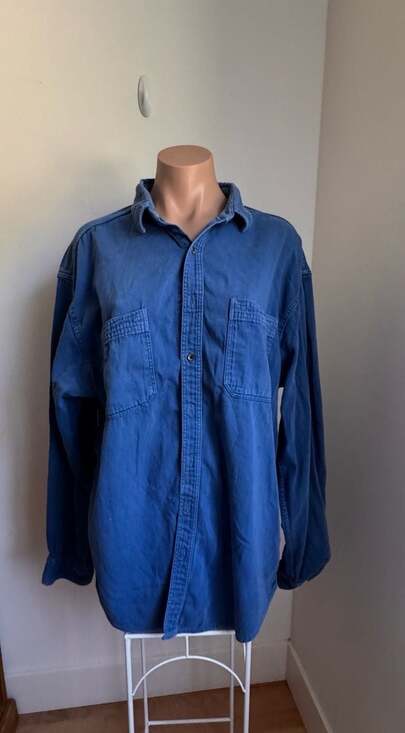 Gap Other - Vintage Gap Blue Denim Button-Up Shirt, 100% Cotton, Made in USA XL